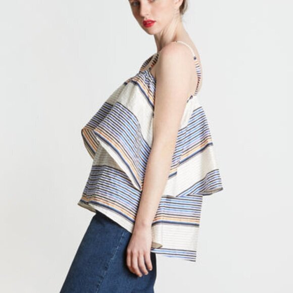 Tanya Taylor Textured Sunset Stripe Lone Top Women Size 2 - Picture 1 of 8
